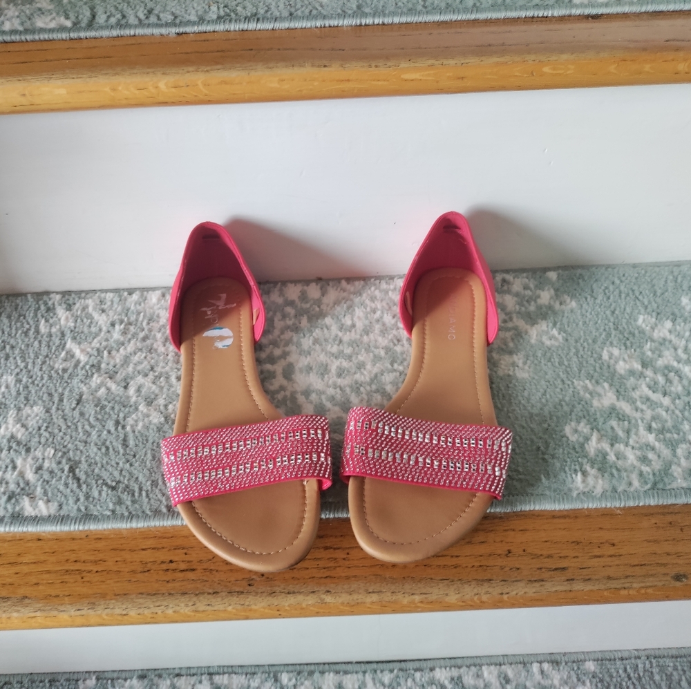 Women's Andiamo 10M Red Diamond Bling Gems Slip On Sandals Flats Shoes